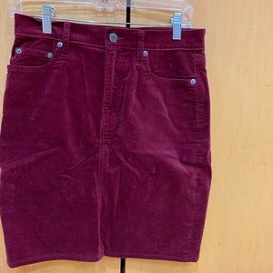 Burgundy suede denim skirt